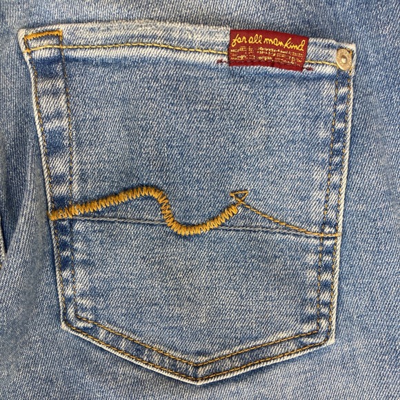 7 For All Mankind Roxanne Ankle Jeans Distressed Raw Edge Light Wash Size 27 - Picture 6 of 16